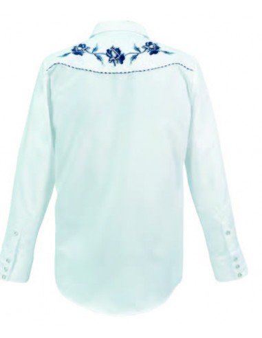 Camisa Vaquera Bordado Rosas Moda Western 139CA01  Color Blanca en ligne