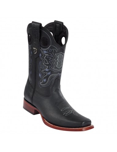 Wild West Boots Hombre Black Leather Square Toe Boots 818 Pour