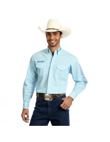 Wrangler® Logo Long Sleeve Shirt - Light Blue sur le site 