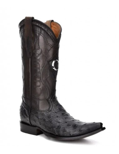 Cuadra Mens Genuine Ostrich Boots Black hantent personnes