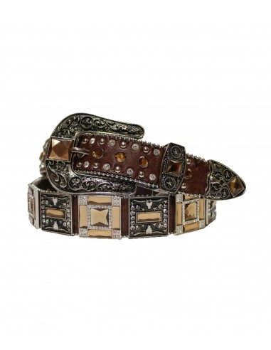 Cowboy Western Rhinestone Belt Brown Economisez 