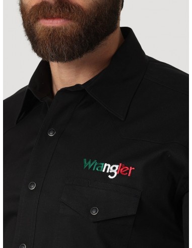 WRANGLER MEXICO FLAG LOGO BLACK SNAP - MENS SHIRT - 112317124 Comparez plus de prix