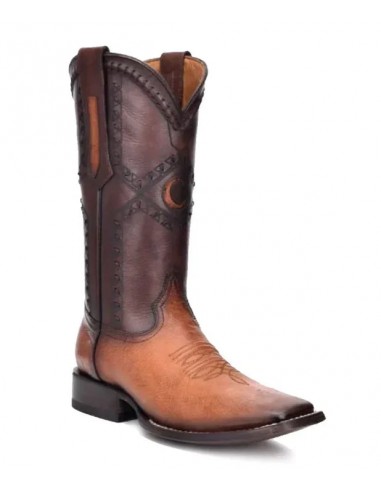 Cuadra Mens Ostrich Belly Flame Miel Wide Square Toe prix