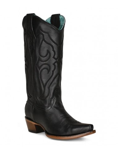 Corral Womens Matching Stitch Pattern & Inlay Western Boots - Snip Toe Black français