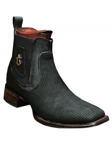 Los Altos Boots Nobuck Black Wide Square Toe Ankle Boot Botin du meilleur 