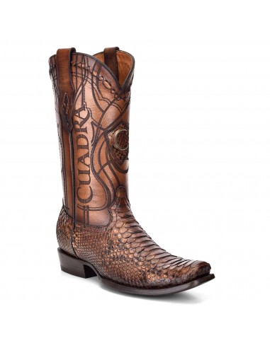 Cuadra Mens Engraved honey python leather western boot en ligne des produits 