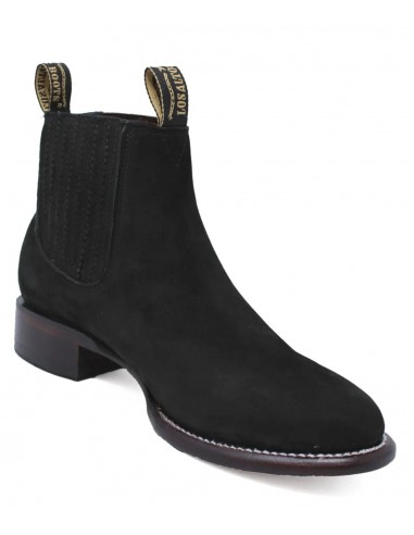 Los Altos Boots Nobuck Black Oval Toe Botin Charro commande en ligne