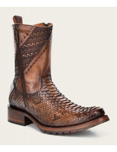 Cuadra Mens engraved honey python leather boot chez Cornerstreet bien 