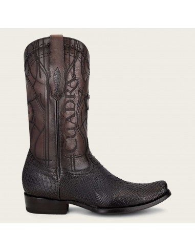 Cuadra Mens Engraved Black Python Leather Western Boot en ligne des produits 