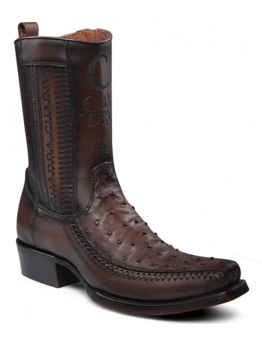 Cuadra Mens Ostrich Flame Chocolate Leather Boots en stock