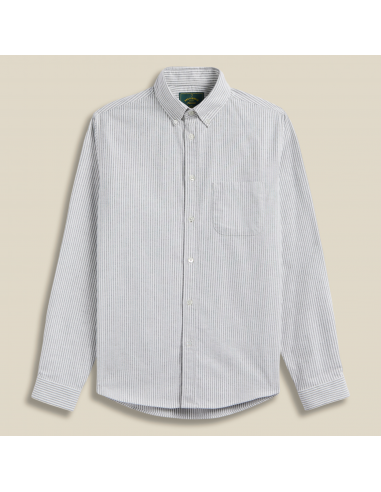 CHEMISE OXFORD BRUSHED STRIPE - MOSS GREEN Véritable concentré