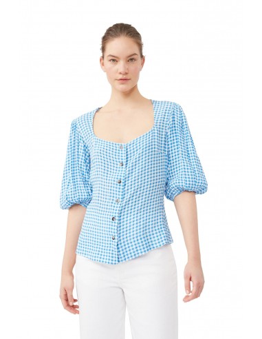 Ganni - Printed Crepe Button Down Blouse pour bénéficier 