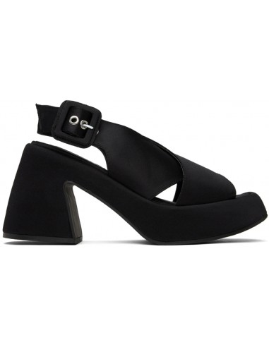 Ganni - Retro Heeled Platform Cross Sandal Satin la colonne vertébrale