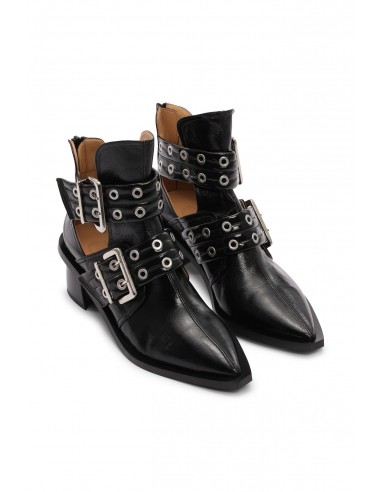 Ganni - Chunky Buckle Open Cut Boot Naplack Comment ça marche