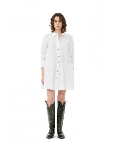 Ganni - Cotton bright poplin mini shirt dress l'évolution des habitudes 