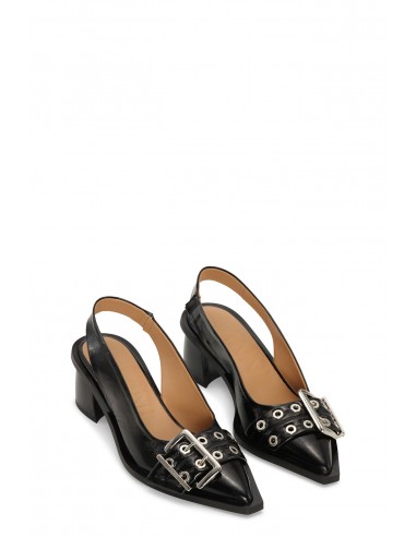 Ganni - Feminine Buckle Slingback Pump Naplack Jusqu'à 80% De Réduction