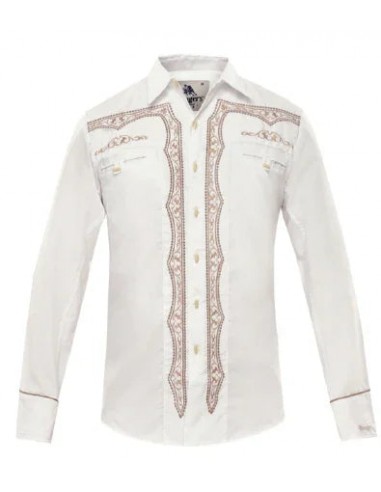 Camisa Vaquera para Hombre Ranger's Color Blanco con Bordado Bronce prix pour 